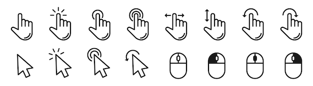 Klikken op muiskursoren, pictogrammen of pijlwijzer
