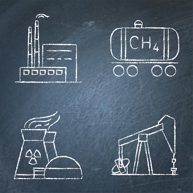 Klimaatverandering icon set op schoolbord