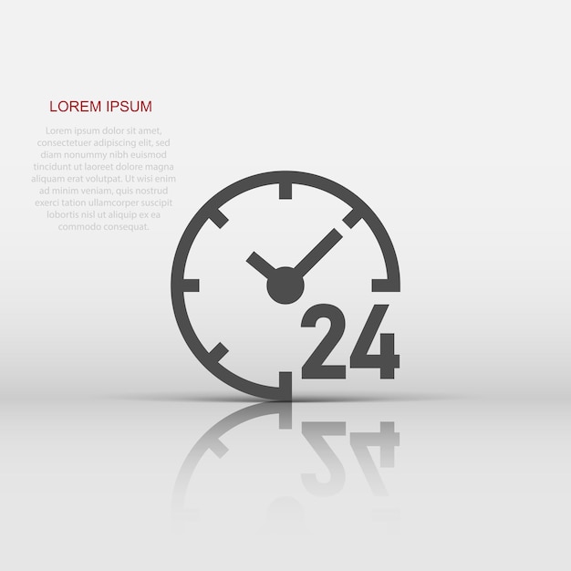Klok 247 icoon in platte stijl Horloge vector illustratie op witte geïsoleerde achtergrond Timer bedrijfsconcept