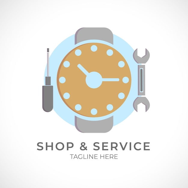 Vector klok winkel en service logo vector