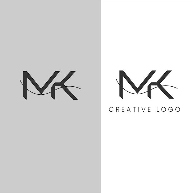 Vector km beginletter logo ontwerp