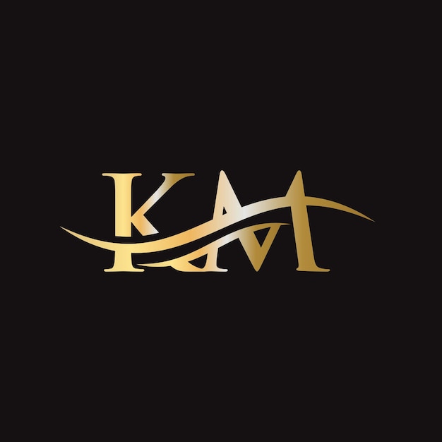 KM brief logo Eerste KM brief business logo vector ontwerpsjabloon