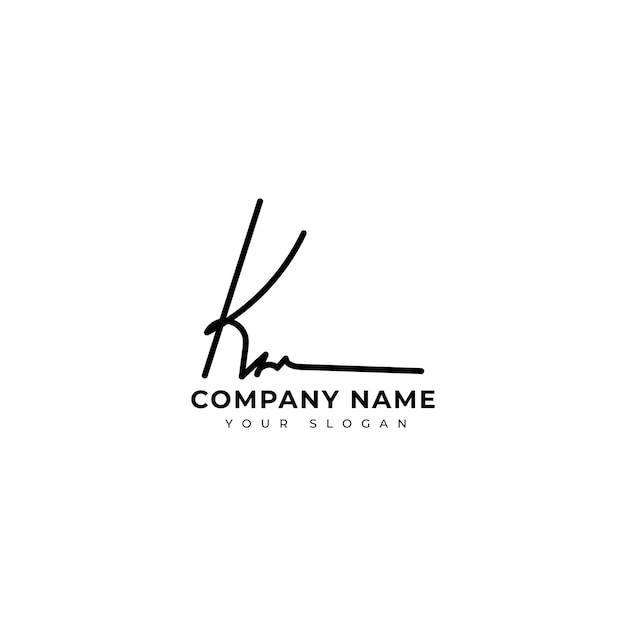 Km Initial signature logo vector design