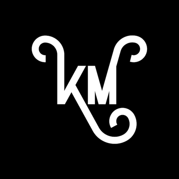 KM letter logo design on black background KM creative initials letter logo concept km letter design KM white letter design on black background K M k m logo