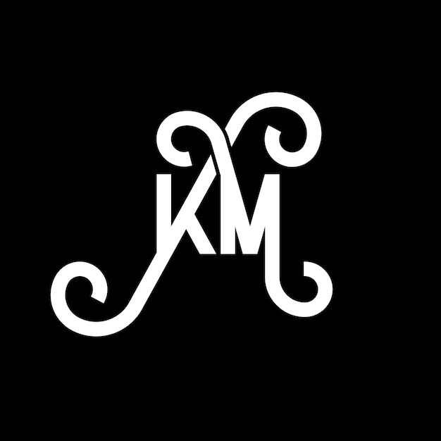 Vector km letter logo design on black background km creative initials letter logo concept km letter design km white letter design on black background k m k m logo