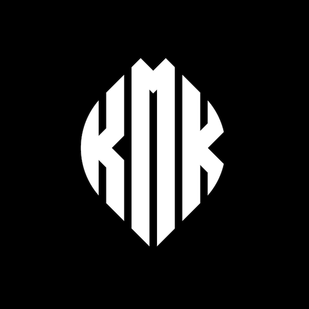 Логотип KMK с круговой буквой с формой круга и эллипса KMK эллипсовые буквы с типографическим стилем Три инициалы образуют логотип круга KMK Круг Эмблема Абстрактная монограмма Письмо Марка Вектор