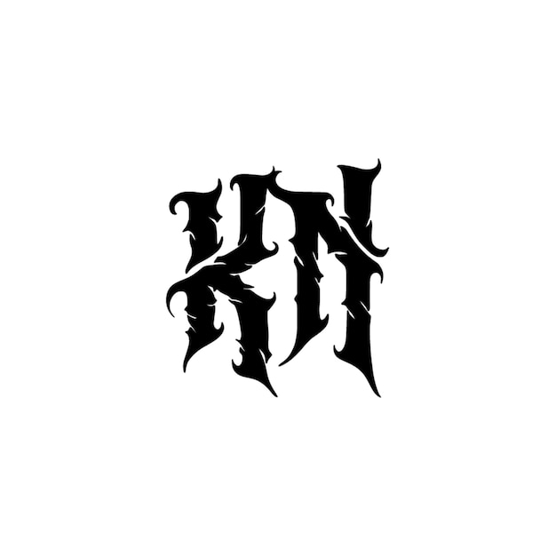 KN モノグラムロゴ デザイン文字 テキスト名 シンボル モノクロロゴタイプ アルファベット文字 シンプルロゴ
