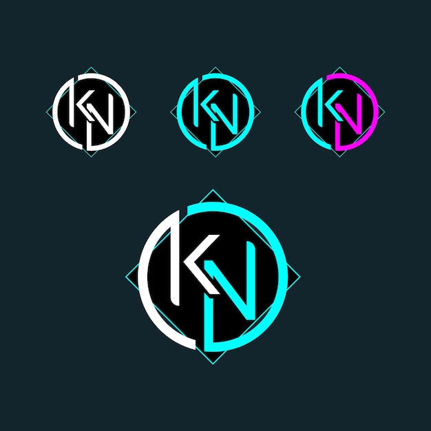 KN NK trendy letterlogo-ontwerp met cirkel