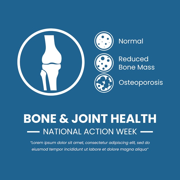 Vettore anatomia del ginocchio e osteoporosi ossea utili per la settimana d'azione nazionale per la salute delle ossa e delle articolazioni