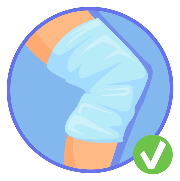 Vector knee bandage infographics leg joint injury pain