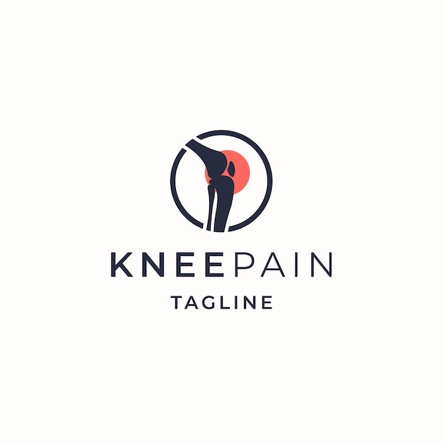 Knee bone pain orthopedic logo icon design template flat vector illustration