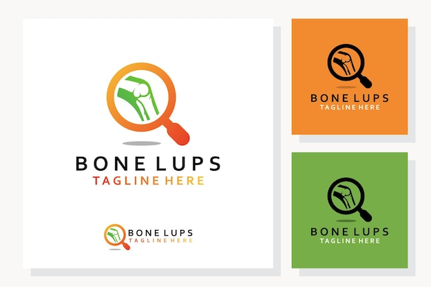 Knee Joint Bone logo vector illustration design with Magnifer symbol.