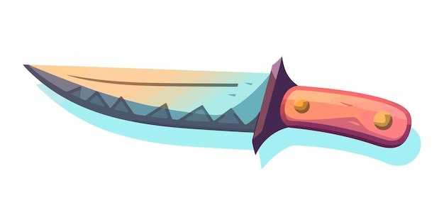 Knife in flat design Colorful knife icon on white background