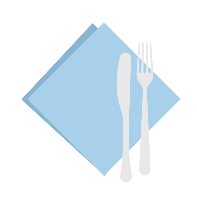 Vector knife fork set in table napkin