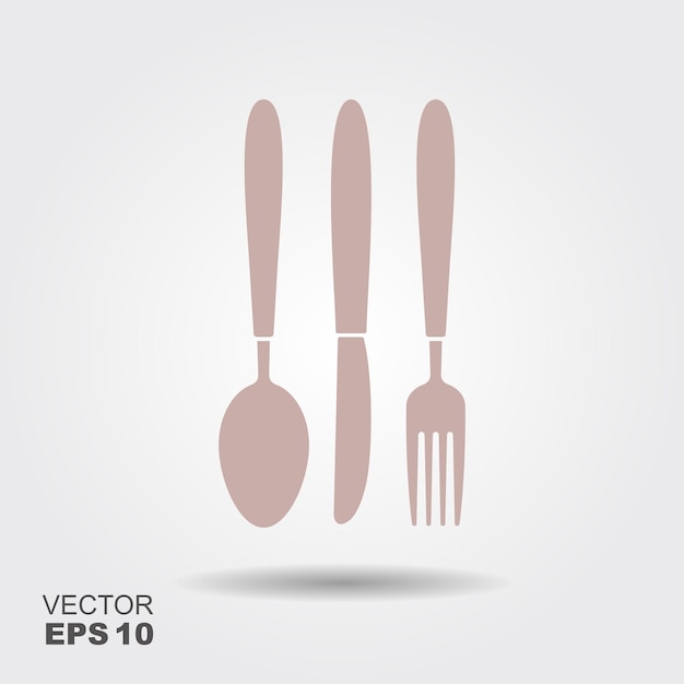 Knife fork and spoon icon in flat design