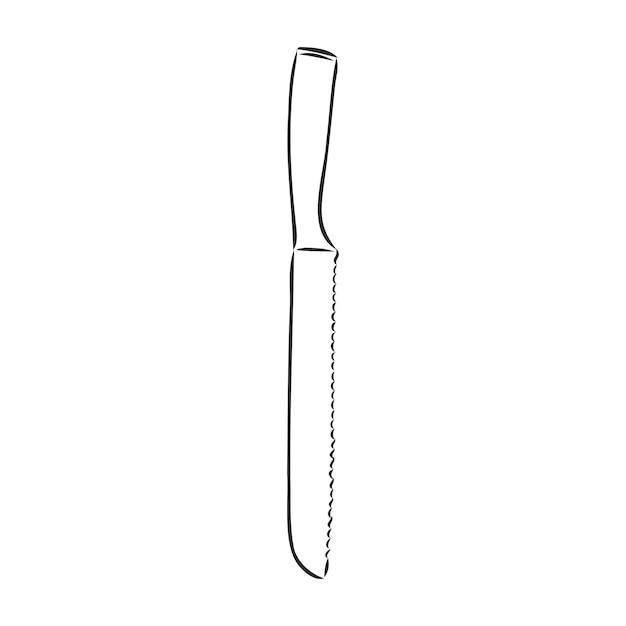 Vettore schizzo di cucina coltello. illustrazione vettoriale. coltello, disegno vettoriale su sfondo bianco