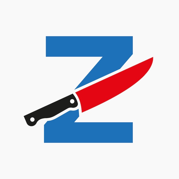 レストランとキッチンのシンボルロゴのZ文字のナイフロゴ