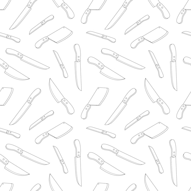 Contorno del coltello doodle modello senza cuciture illustrazione vettoriale di sfondo