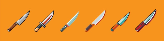 a knife with a red handle is shown on a yellow background