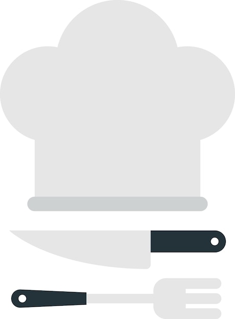 Vector knife with spatula and chef hat illustration in minimal style