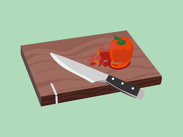 Vector knife wood kitchen cutting boards chopping board cooking