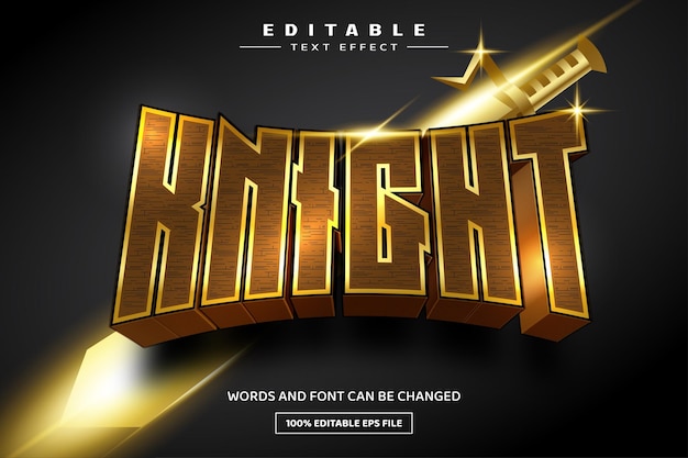 Knight 3D editable text effect template