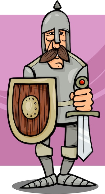 Vector knight in armor cartoon illustration