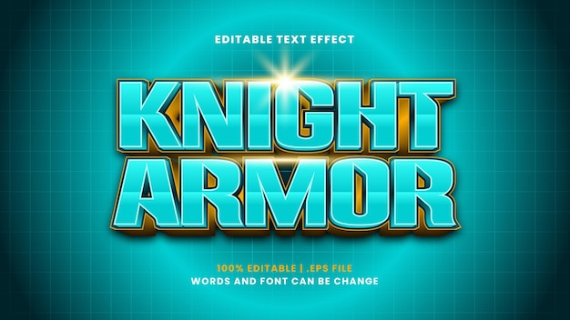 Knight armor editable text effect in modern 3d style