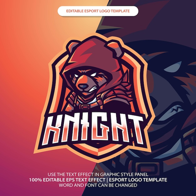 Vector knight bear mascot logo