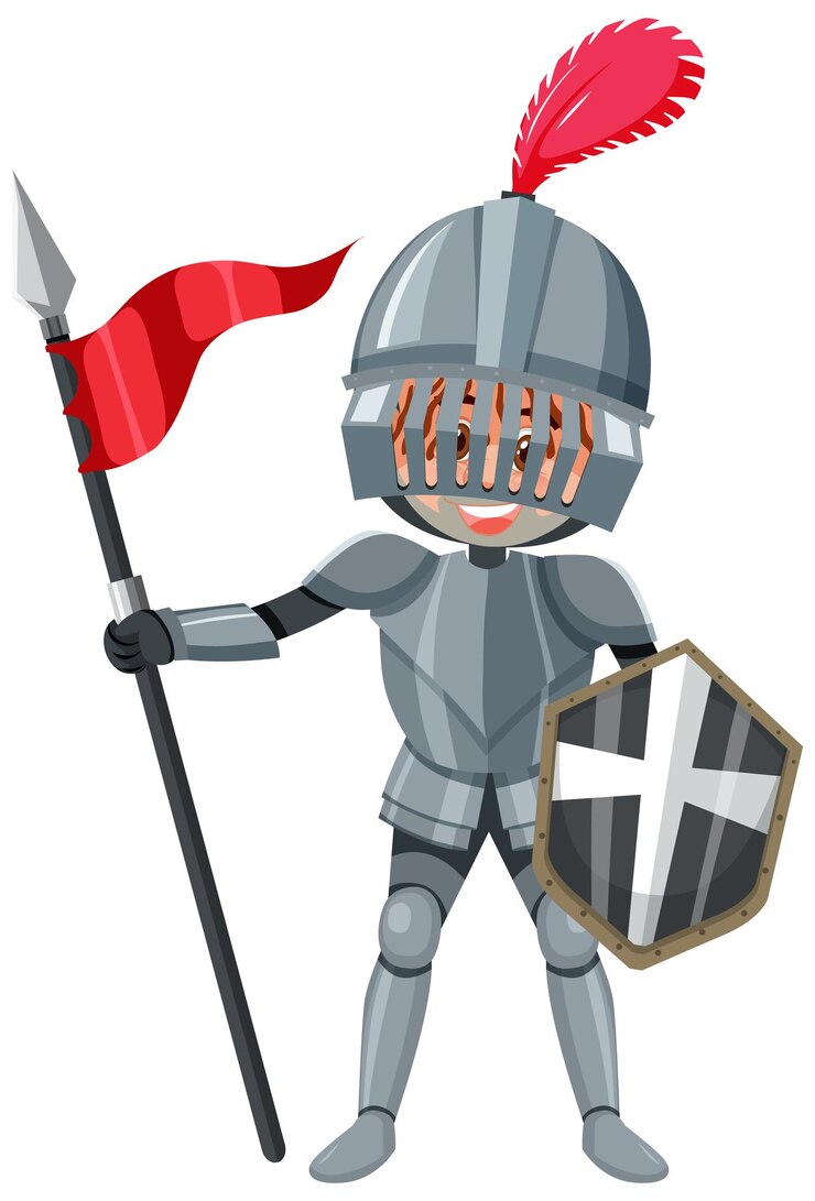 Вектор knight cartoon character on white background
