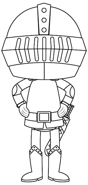 Vector knight doodle outline for colouring