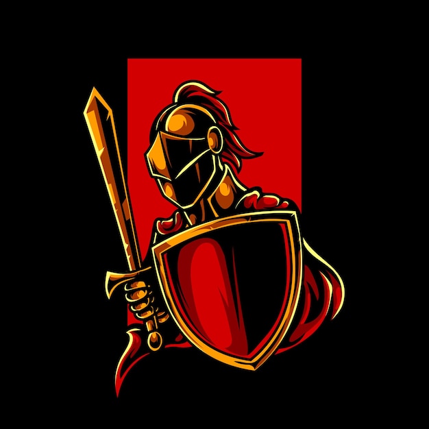 Logo della mascotte di knight e sport