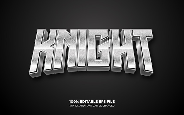 Вектор Эффект редактируемого 3d-текста knight
