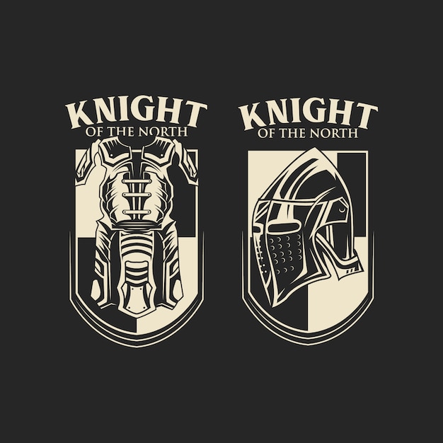 Vector knight emblem monochrome color vector