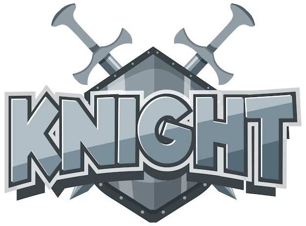 Vector knight font logo with sword in cartoon style