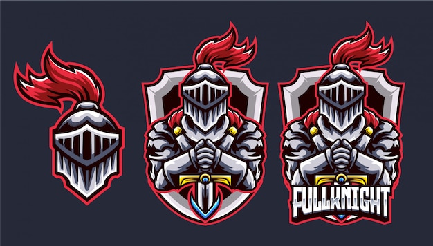 Vector knight head and sword esports-logo