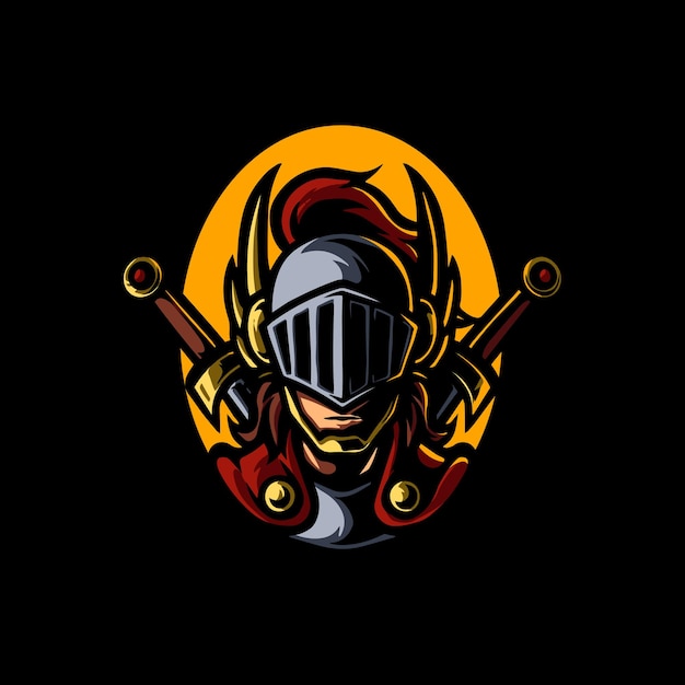 Logo della mascotte di knight head e sport