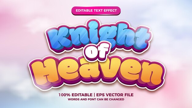 Vector knight of heaven cartoon comic editable text style effect template