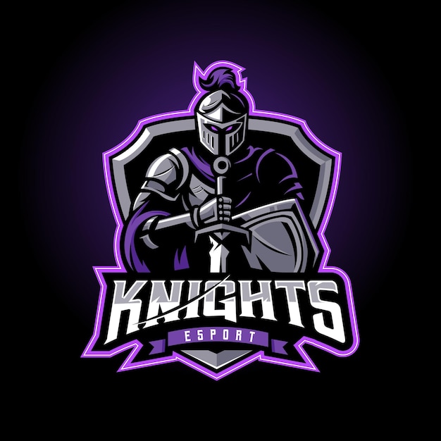 knight holding sword and shield for esport logo
