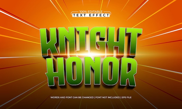 knight honor editable text effect with a knight and hero text style