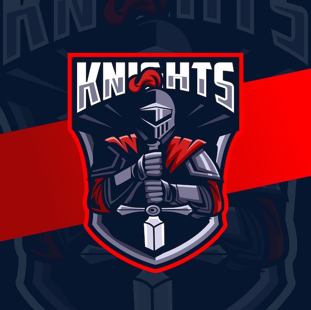 Vector knight mascot esport logo design