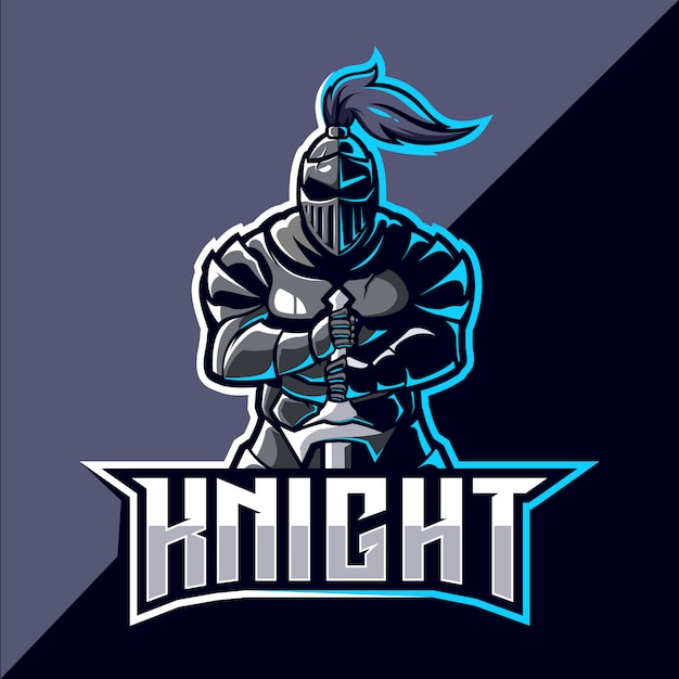 Knight mascotte esport logo ontwerp