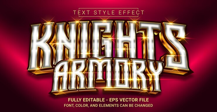 Vector knight's armory text style effect editable graphic text template