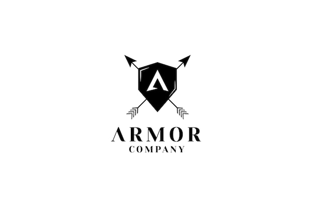 Knight Shield Armor Sword Initial Letter A for Military Legal Insurance logo design inspiration