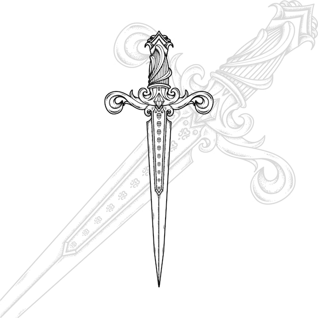 Vector knight sword illustration