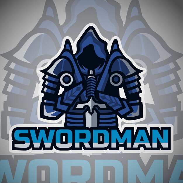 Vector knight swordman esport gaming logo illustration