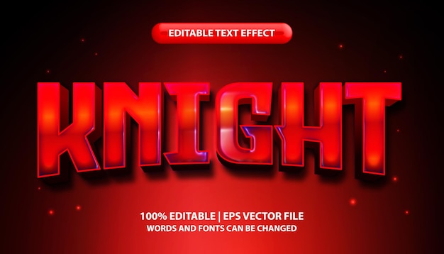 Knight text editable 3d text effect style red neon glow effect text style