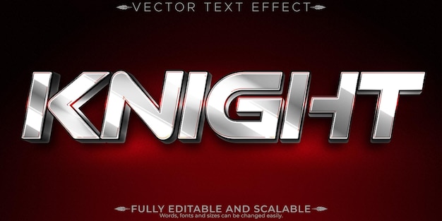 Vector knight text effect editable metallic and shiny text style