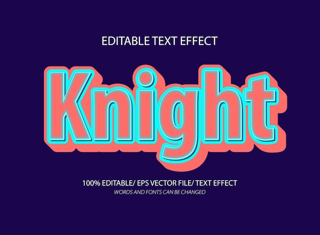Knight text effect editable vector