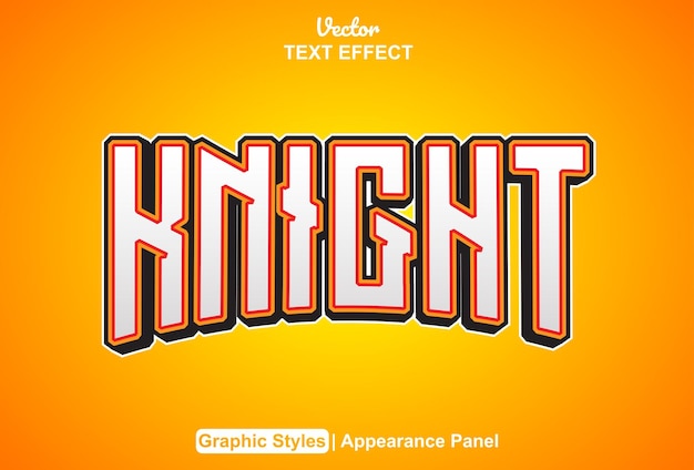 オレンジ色のグラフィックスタイルと編集可能な knight テキスト効果